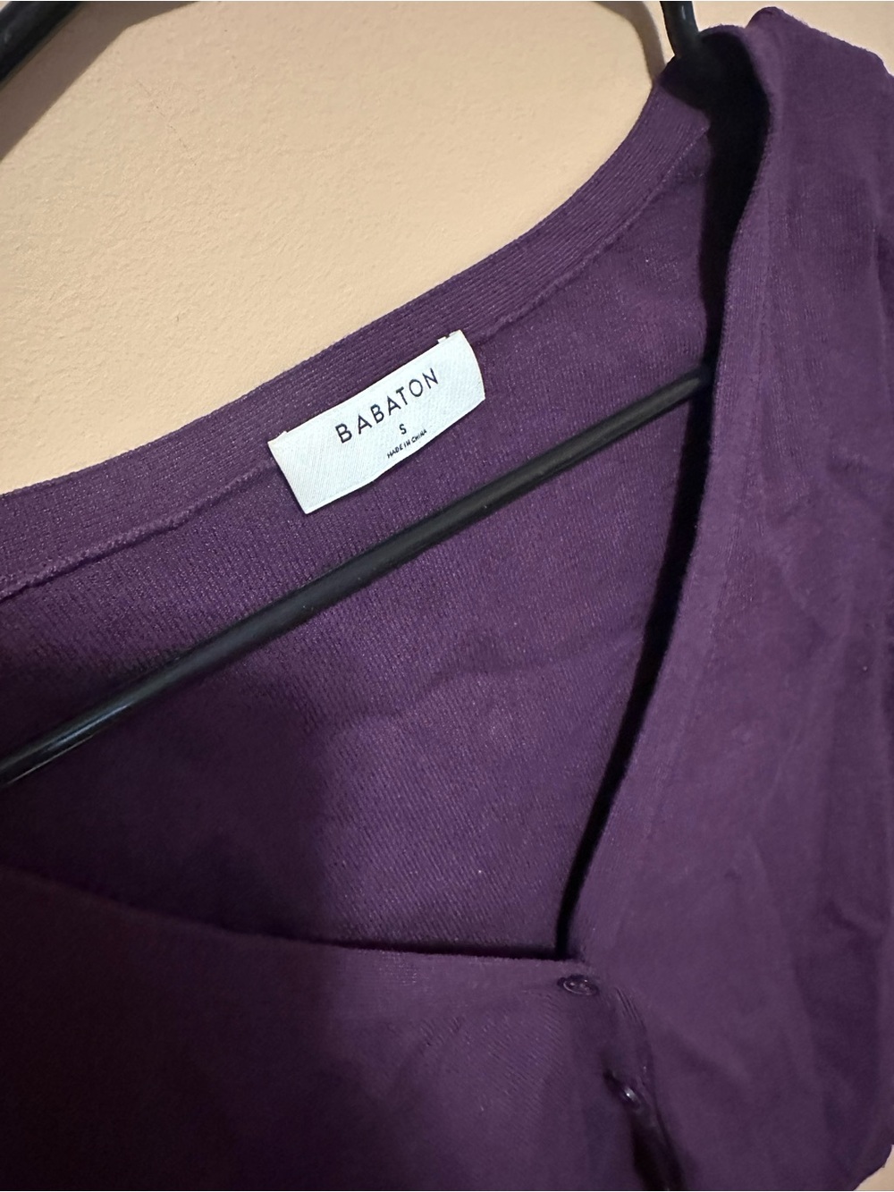 Babaton Purple V-Neck Button Top